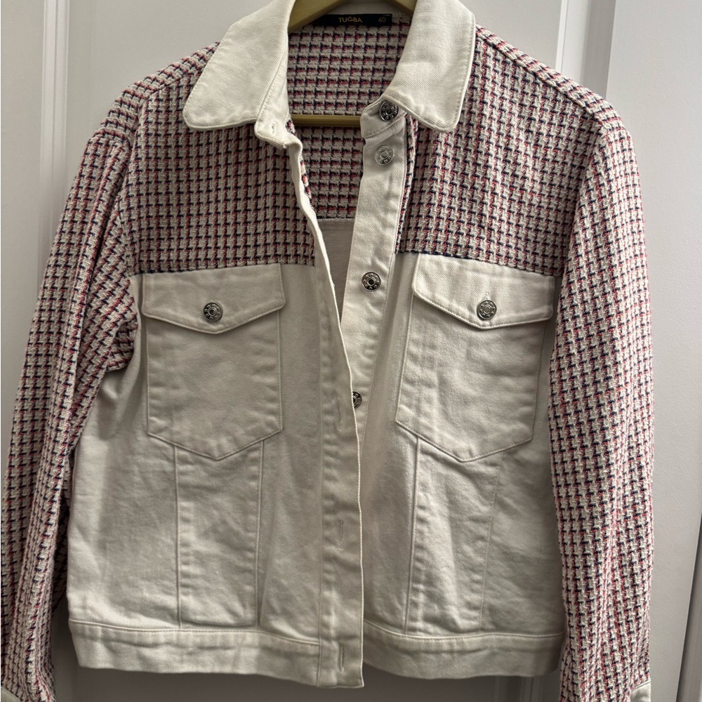 Ivory Jacket with Tweed Sleeves